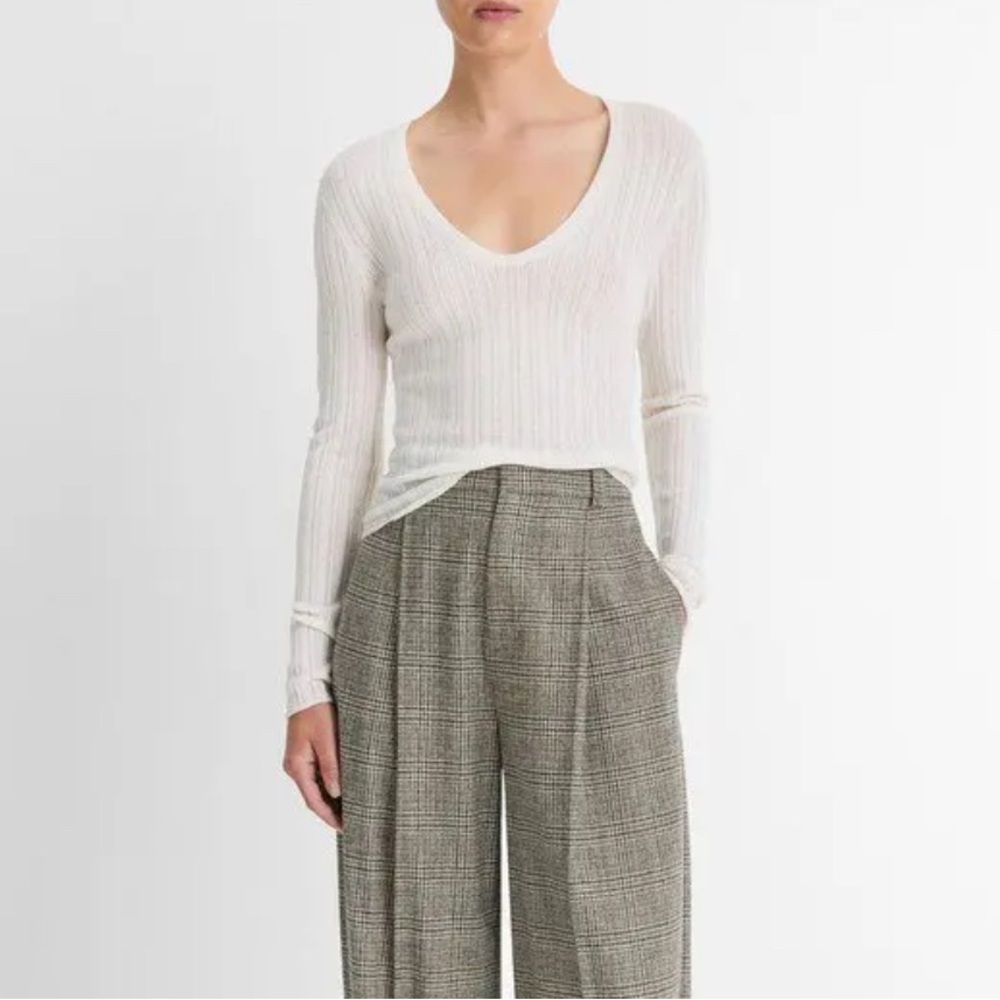 New Vince Pointelle-Stitch Italian Wool-Blend Sweater Size M MSRP: $295.00
